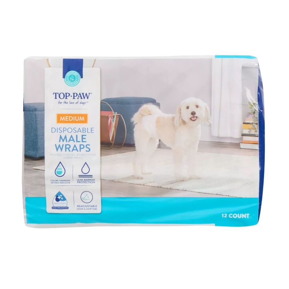 Size: Medium {17"-22" Waiste} Male Doggie Diaper Disposable Wraps . New in Pac